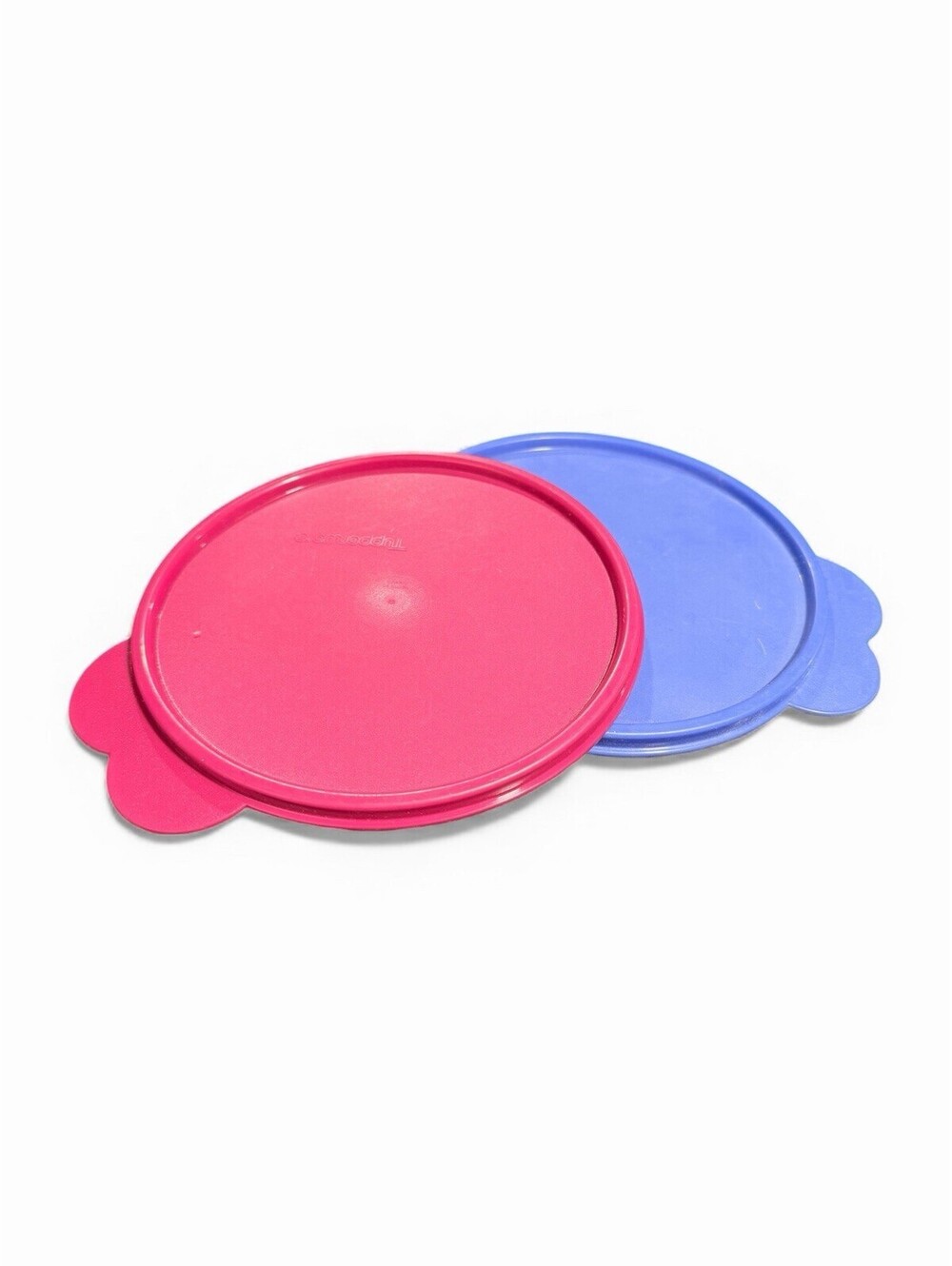 Tupperware Replacement Lids Round Seals Pink and Blue Set of 2 Double Tab